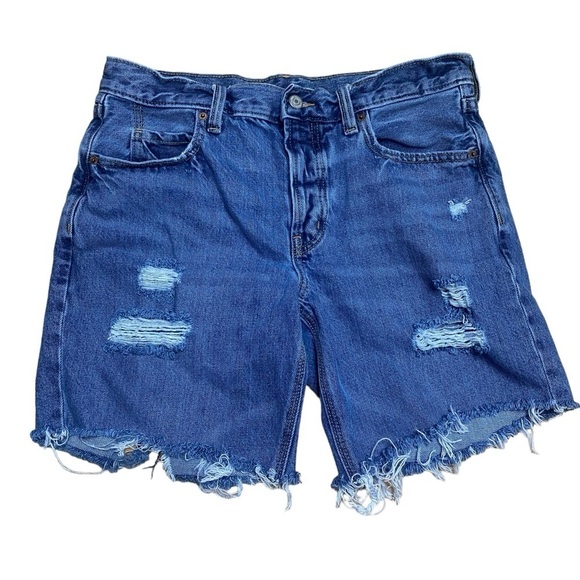 Old Navy High Rise Button Fly Cutoff Distressed Denim Shorts Size 6 - Picture 1 of 4